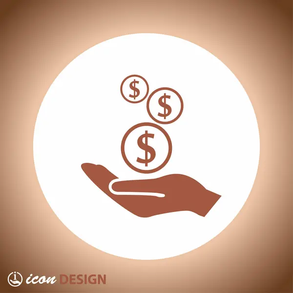 Ikony Symbols pieniędzy w ręce — Wektor stockowy