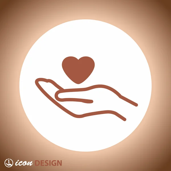 Pictograph of heart in hand — Stock Vector