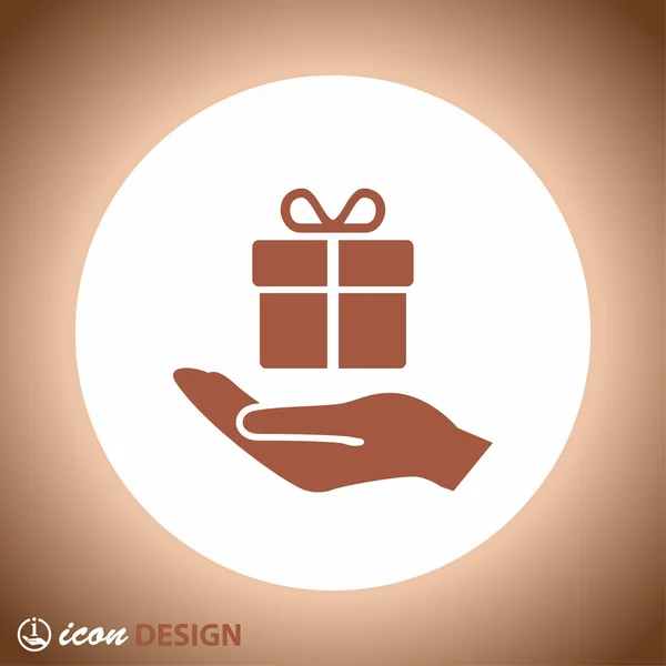 Pictograph of gift in hand . — Stock Vector