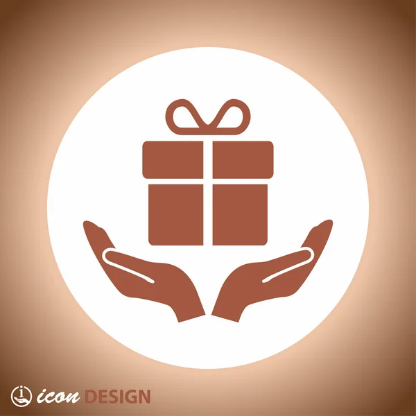 Pictograph of gift in hands. — Stock Vector