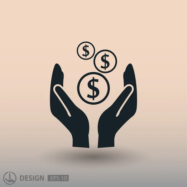 Pictograph of money in hands — Stock Vector