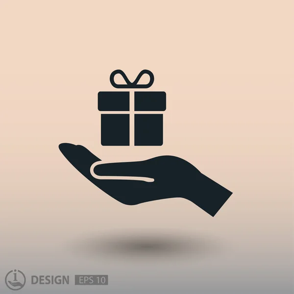 Pictogramme de cadeau en main  . — Image vectorielle