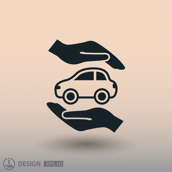 Pictografía del coche en las manos  . — Vector de stock