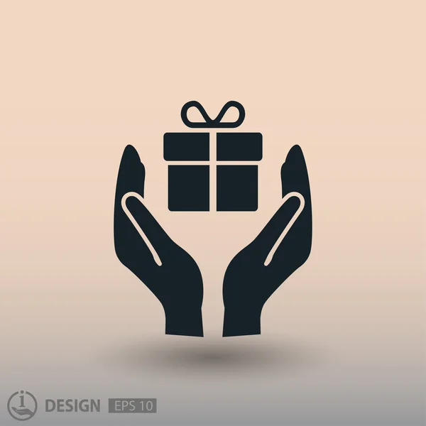 Pictograph of gift in hands. — Stock Vector