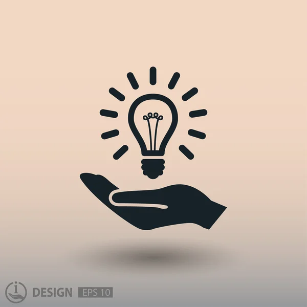 Pictograph of light bulb in hand — Stock Vector