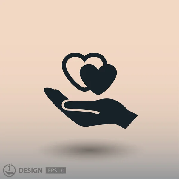 Pictograph hjärtan i hand — Stock vektor