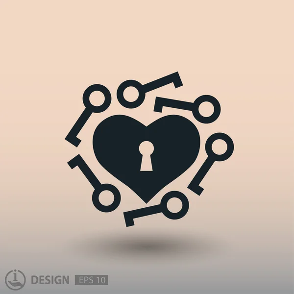 Pictograph of heart with keys — Stock Vector