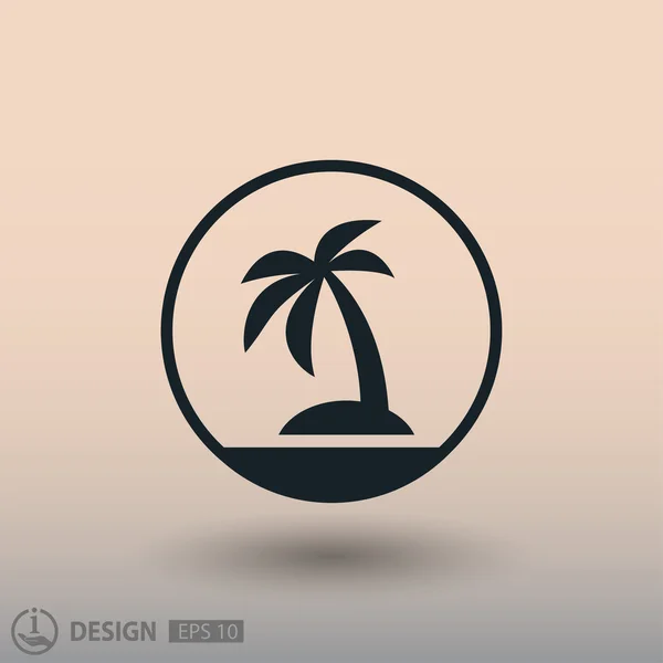 Pictograph van eiland met palm — Stockvector