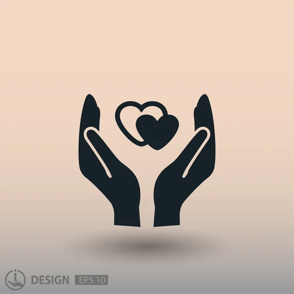 Pictografía del corazón en las manos — Vector de stock