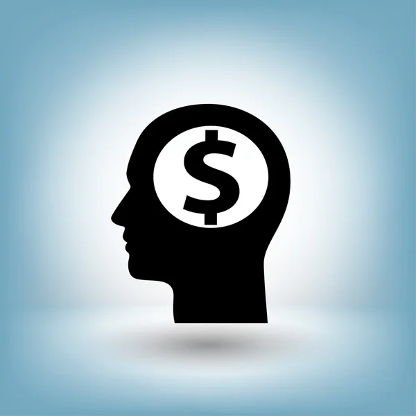 Pictograma de dinheiro na cabeça . — Vetor de Stock