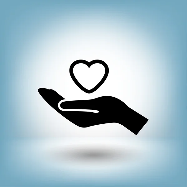Piktogramm des Herzens in der Hand — Stockvektor