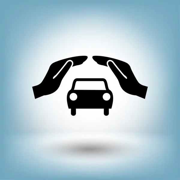 Pictograph of car in hands . — Stock Vector
