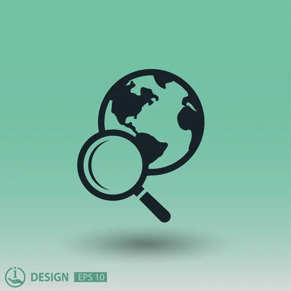 Pictogramme de recherche avec globe — Image vectorielle