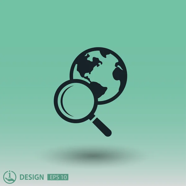 Pictogramme de recherche avec globe — Image vectorielle