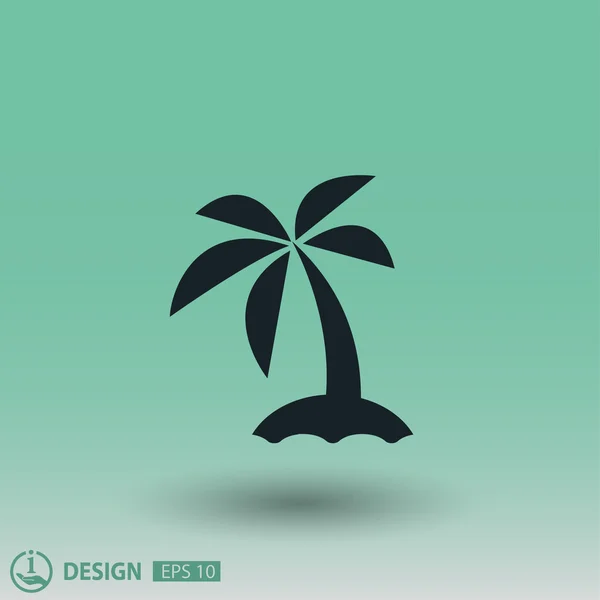 Pictografía de isla con palmera — Vector de stock