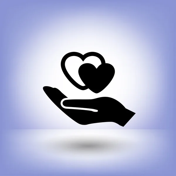 Piktogramm der Herzen in der Hand — Stockvektor