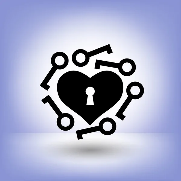 Pictograma de coração com chaves —  Vetores de Stock