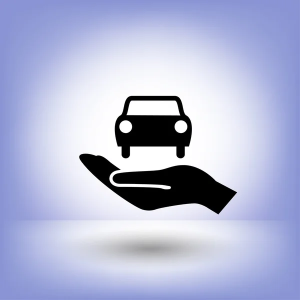 Pictograph of car in hand — Stock Vector