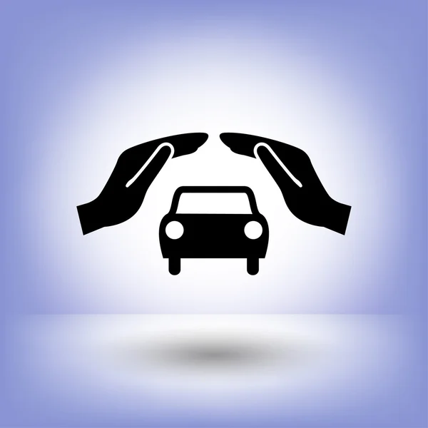 Pictograph of car in hands . — Stock Vector