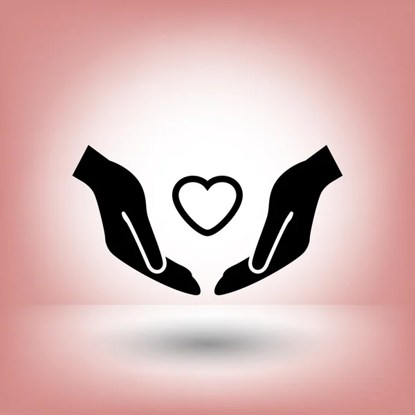 Piktogramm des Herzens in den Händen — Stockvektor