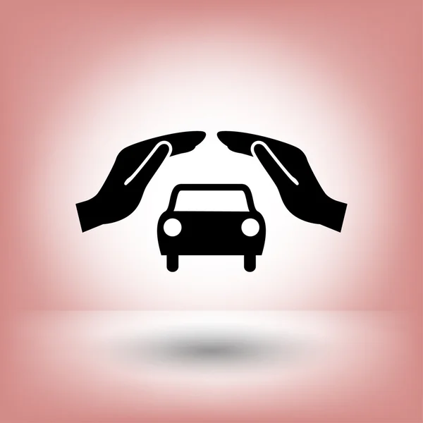 Pictograph of car in hand — Stock Vector