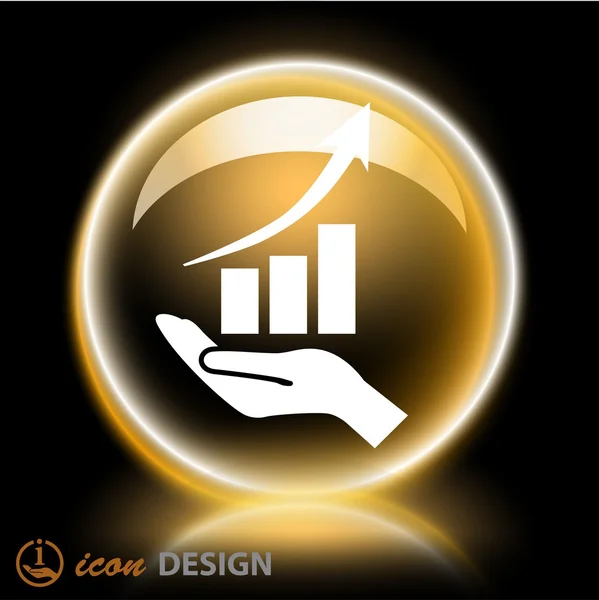 Graph in hand icon — Stock Vector