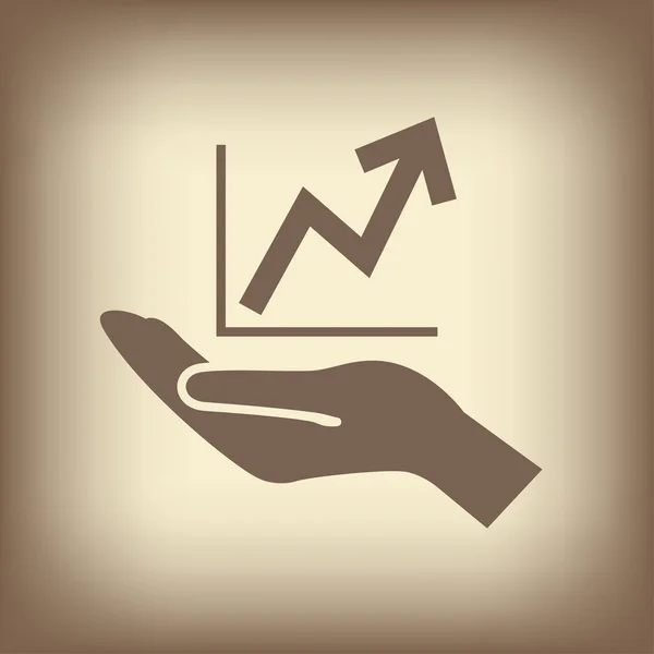 Graph in hand icon — Stock Vector