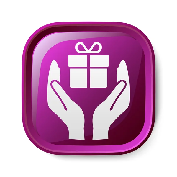 Gift in handen pictogram. — Stockvector