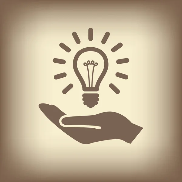 Lamp in pictogram van een hand — Stockvector