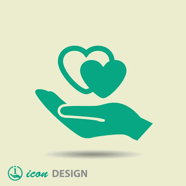 Corazón en la mano icono — Vector de stock