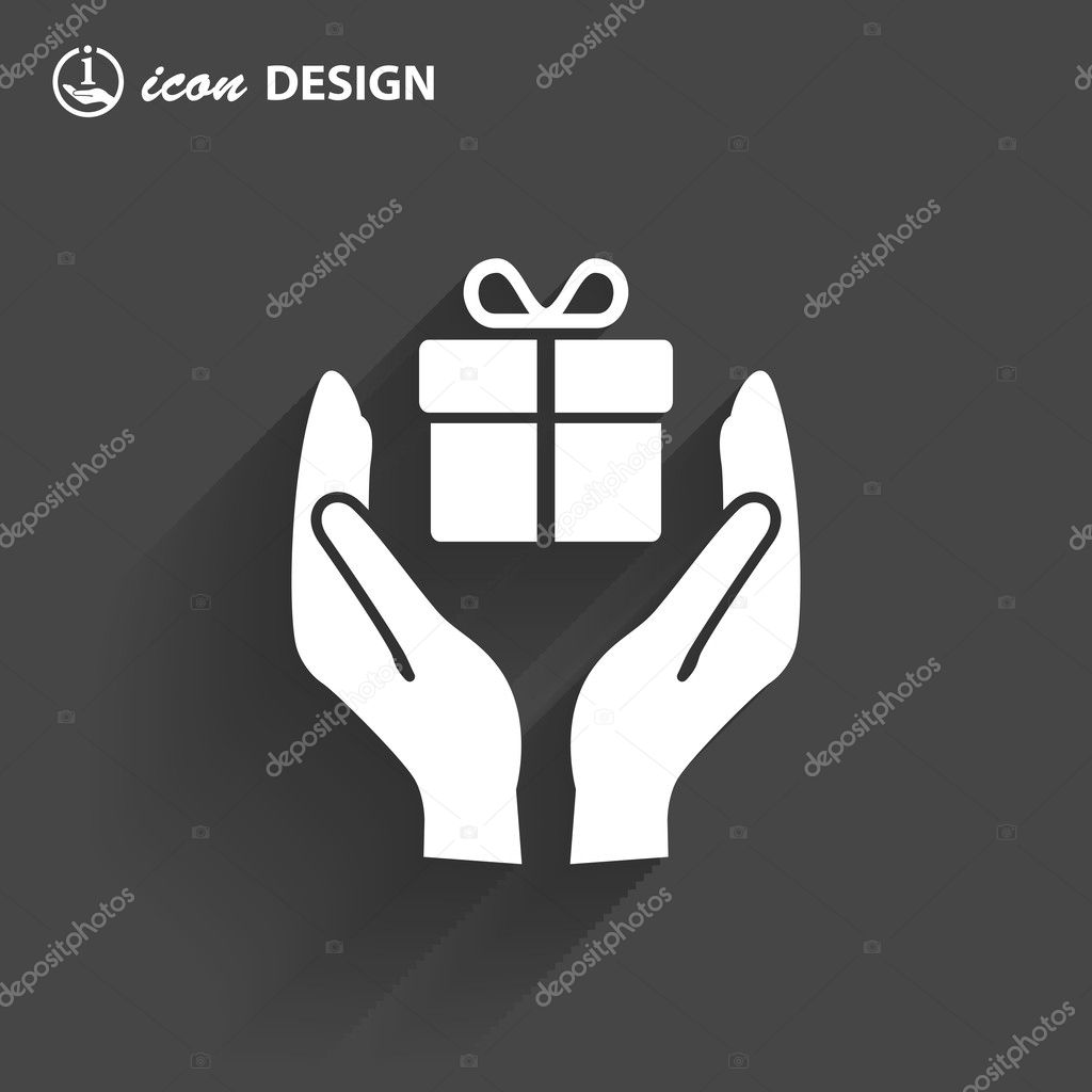 Gift in hands icon.