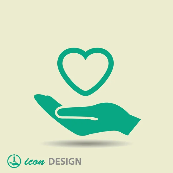 Corazón en la mano icono — Vector de stock