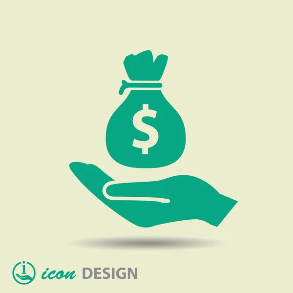 Dinero en la mano icono — Vector de stock