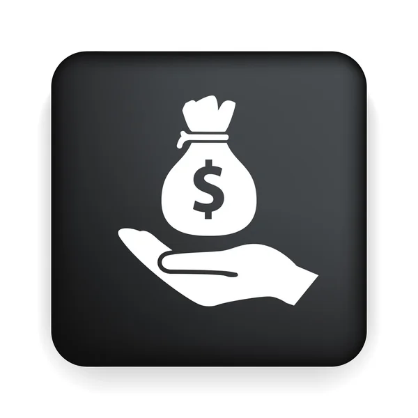 Geld in pictogram van een hand — Stockvector