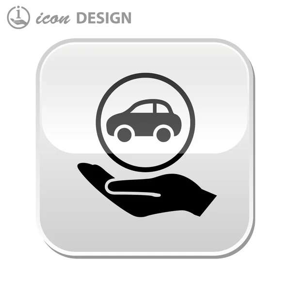 Coche en la mano icono — Vector de stock