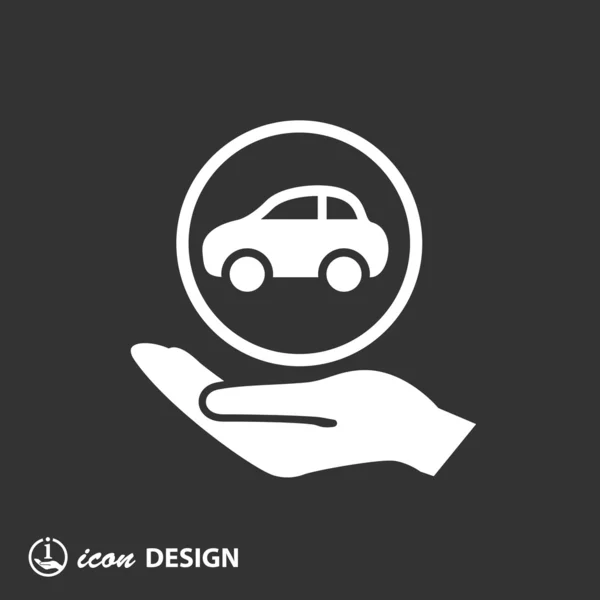 Auto in pictogram van een hand — Stockvector