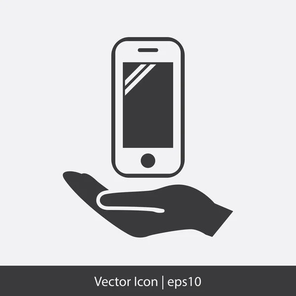 Mobile dans l'icône de la main — Image vectorielle