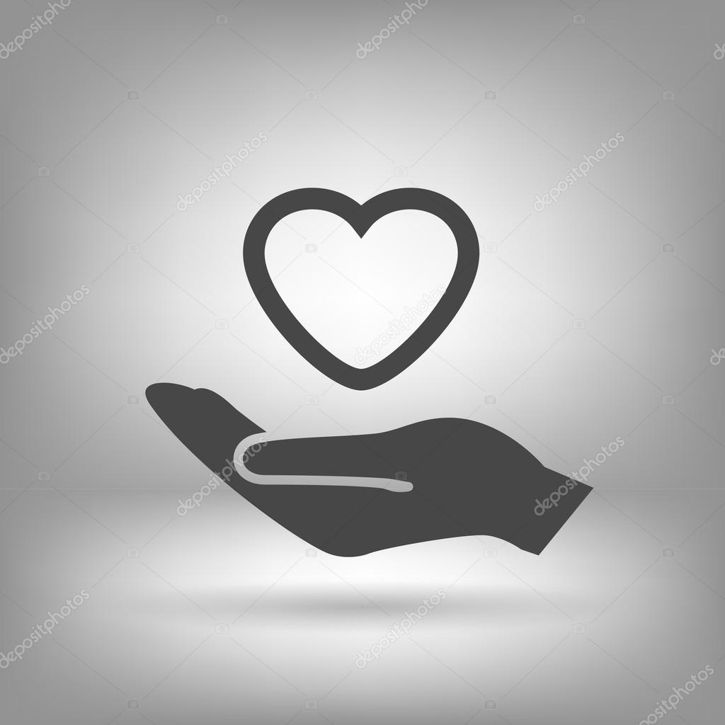 Heart in hand icon