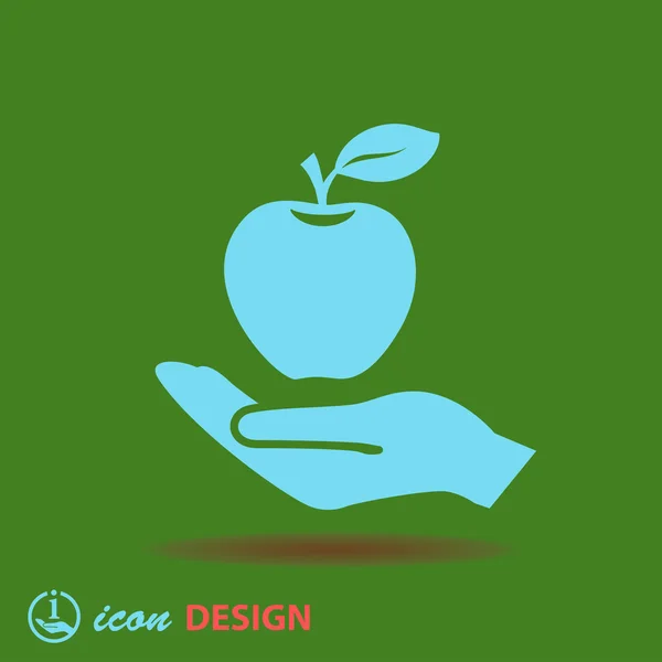 Apple on hand icon — Stock Vector