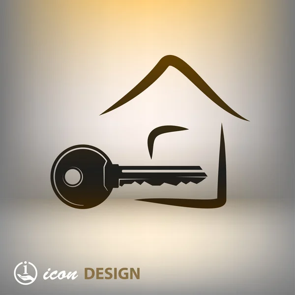 Icono de llave y casa — Vector de stock