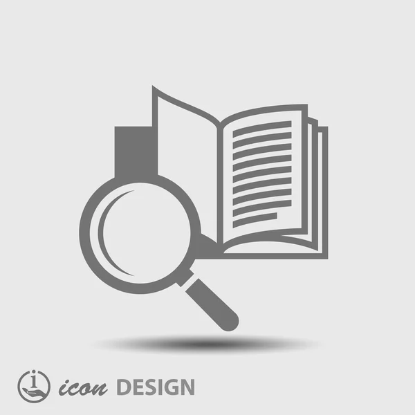 Libro con icono de lupa — Vector de stock