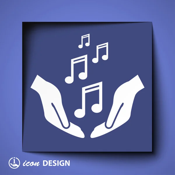 Notes de musique dans les mains icône — Image vectorielle