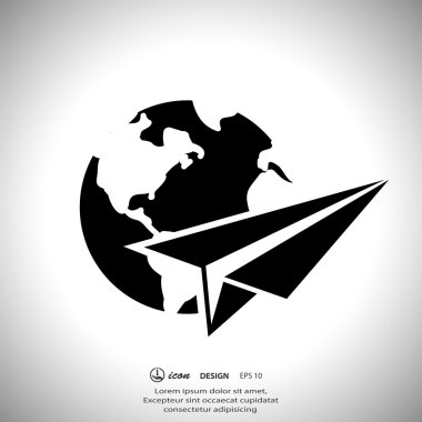 Kağıt Uçak ve küre simgesi