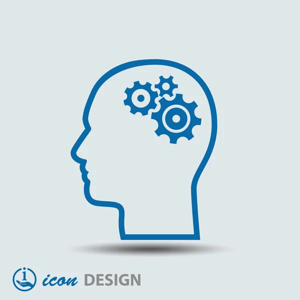 Gear in head icon — Stock Vector