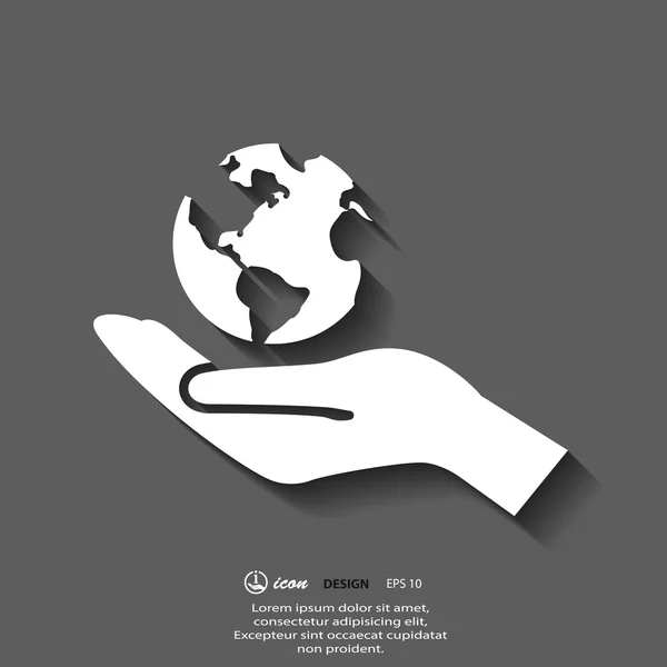 Globe in de hand pictogram — Stockvector