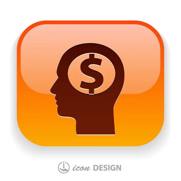 Dinero en la cabeza icono — Vector de stock