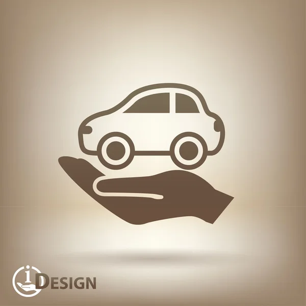 Coche en la mano icono — Vector de stock