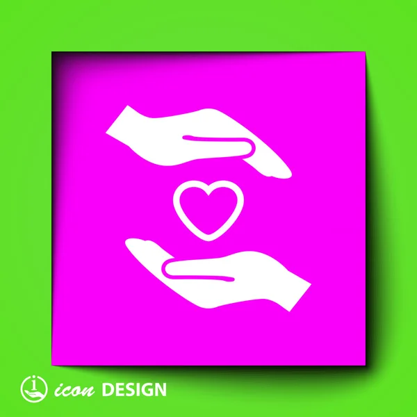 Pictograph of heart in hands — Stock Vector