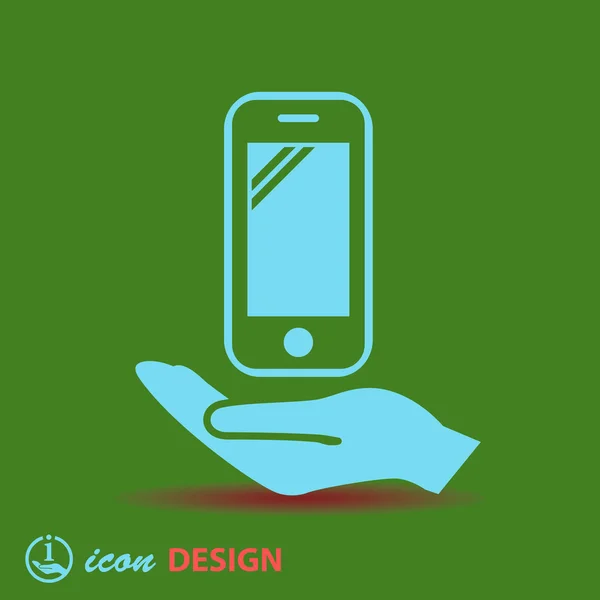 Mobile dans l'icône de la main — Image vectorielle