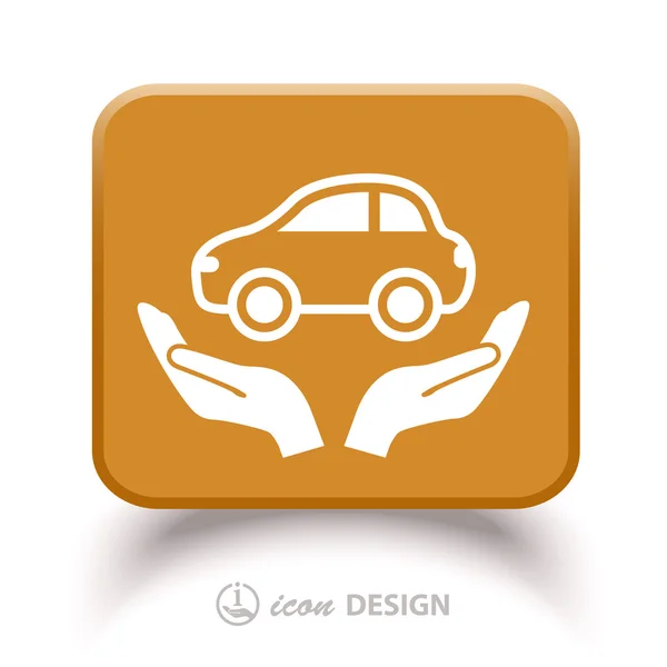 Coche en la mano icono — Vector de stock